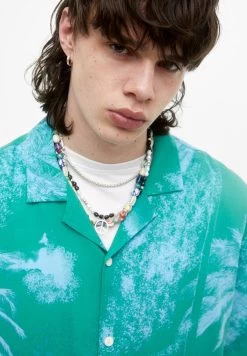 PULL & BEAR Short Sleeve Stwd Palm Tree - Overhemd - Turquoise -PULL BEAR Winkel 0038617c67bb40168f53ff8ebbd041bc