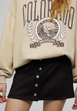 PULL & BEAR A-Lijn Rok - Mottled Black -PULL BEAR Winkel 011cb8bdb2954a148f12be0d18db8323