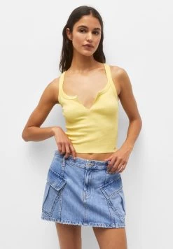 PULL & BEAR With Chest Opening - Strappy - Top - Yellow