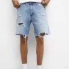 PULL & BEAR Ripped Bermuda- Jeansshort - Blue