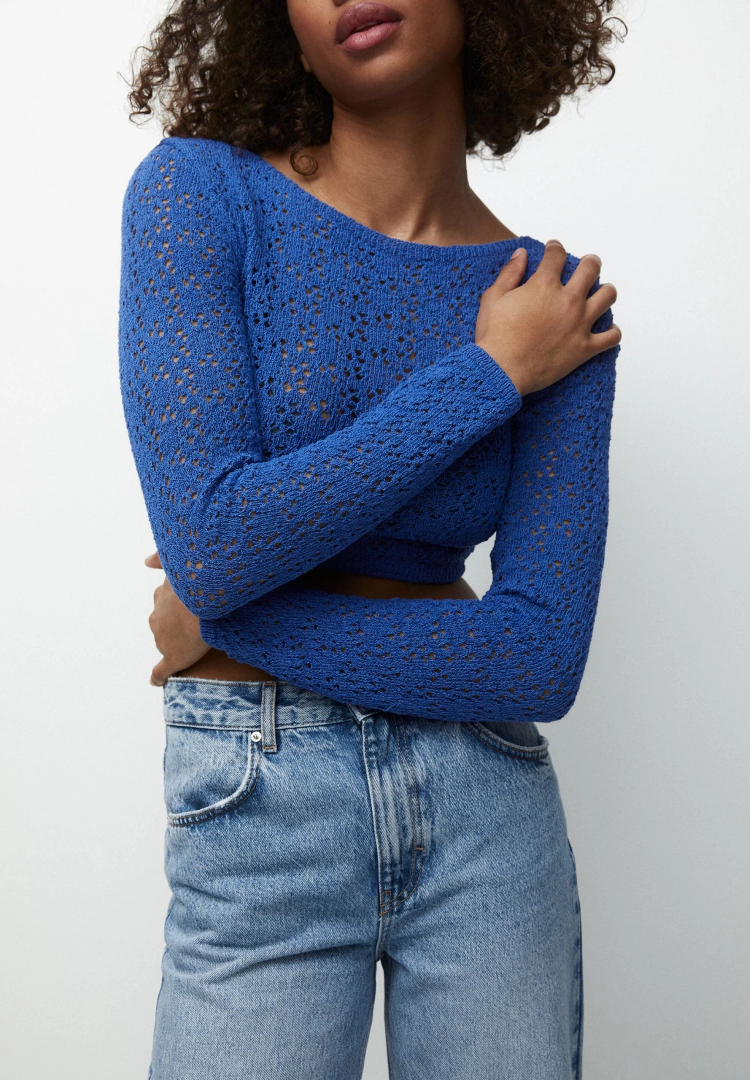 PULL & BEAR Open- Trui - Mottled Royal Blue 4 PULL & BEAR Open- Trui - Mottled Royal Blue - Afbeelding 4