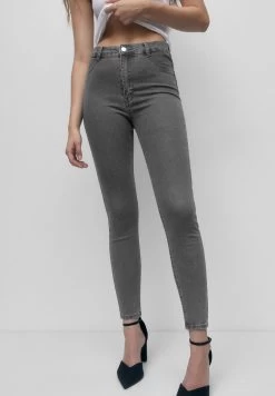 PULL & BEAR High-Waist - Jeans Skinny Fit - Mottled Grey