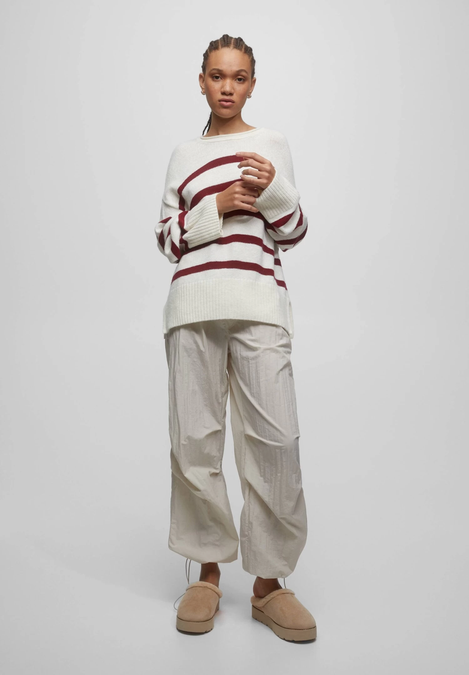 PULL & BEAR Striped - Trui - Mottled Dark Red 2 PULL & BEAR Striped - Trui - Mottled Dark Red - Afbeelding 2