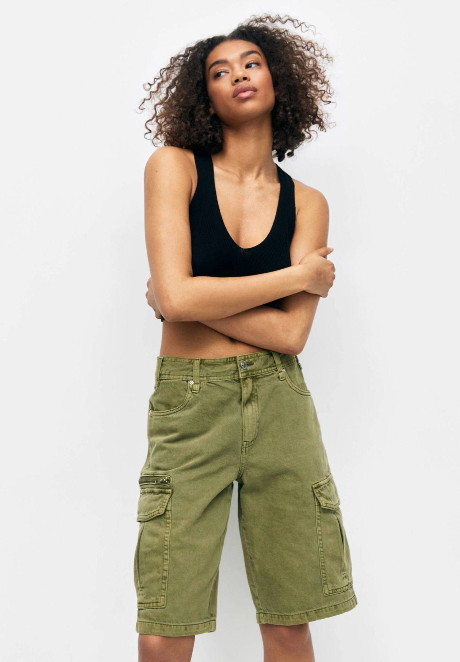 PULL & BEAR Twill Bermuda- Shorts - Khaki 1 PULL & BEAR Twill Bermuda- Shorts - Khaki