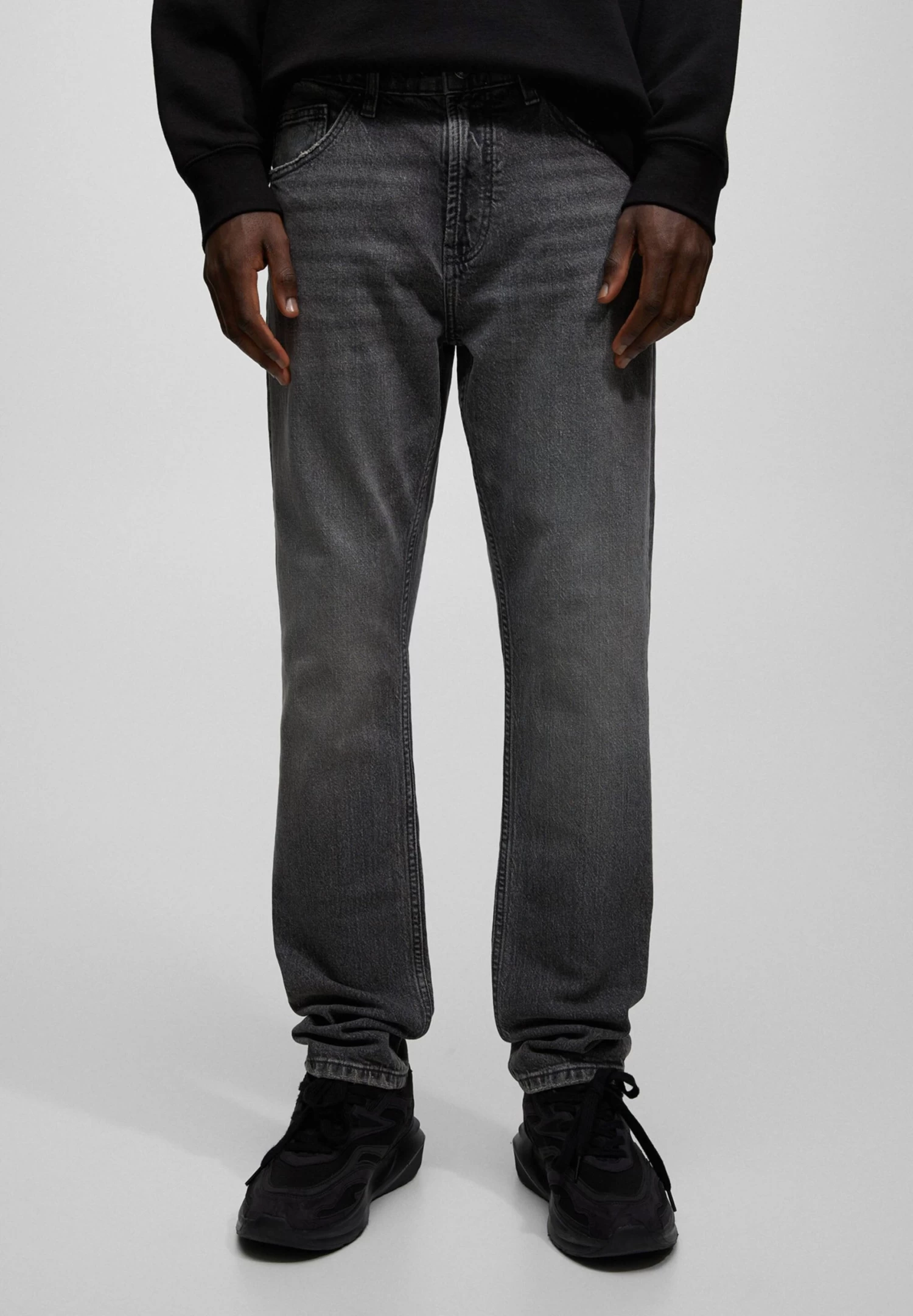 PULL & BEAR Comfort - Straight Leg Jeans - Mottled Dark Grey 1 PULL & BEAR Comfort - Straight Leg Jeans - Mottled Dark Grey