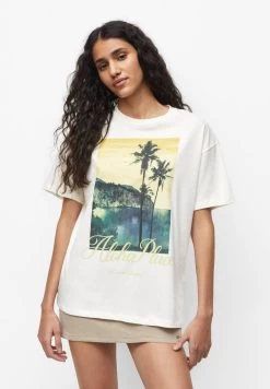 PULL & BEAR Short Sleeve With Photo - T-Shirt Print - White