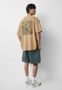 PULL & BEAR With Short Sleeves And - T-Shirt Print - Ochre