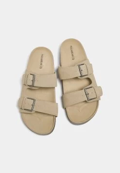 PULL & BEAR Double Buckle- Muiltjes - Taupe -PULL BEAR Winkel 19ff7ce2989b4b7a92fb1d7c18006b4f