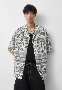PULL & BEAR Short Sleeve - Print - Overhemd - White