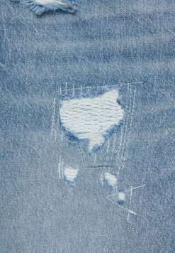 PULL & BEAR Ripped High Rise - Straight Leg Jeans - Blue Denim -PULL BEAR Winkel 1bdcf258cd6b4b4aaeabf58d33f2200a