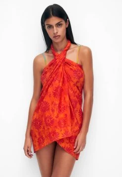PULL & BEAR Floral Print Sarong - Strandaccessoire - Orange