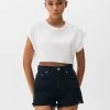 PULL & BEAR Ripped - Jeansshort - Mottled Black