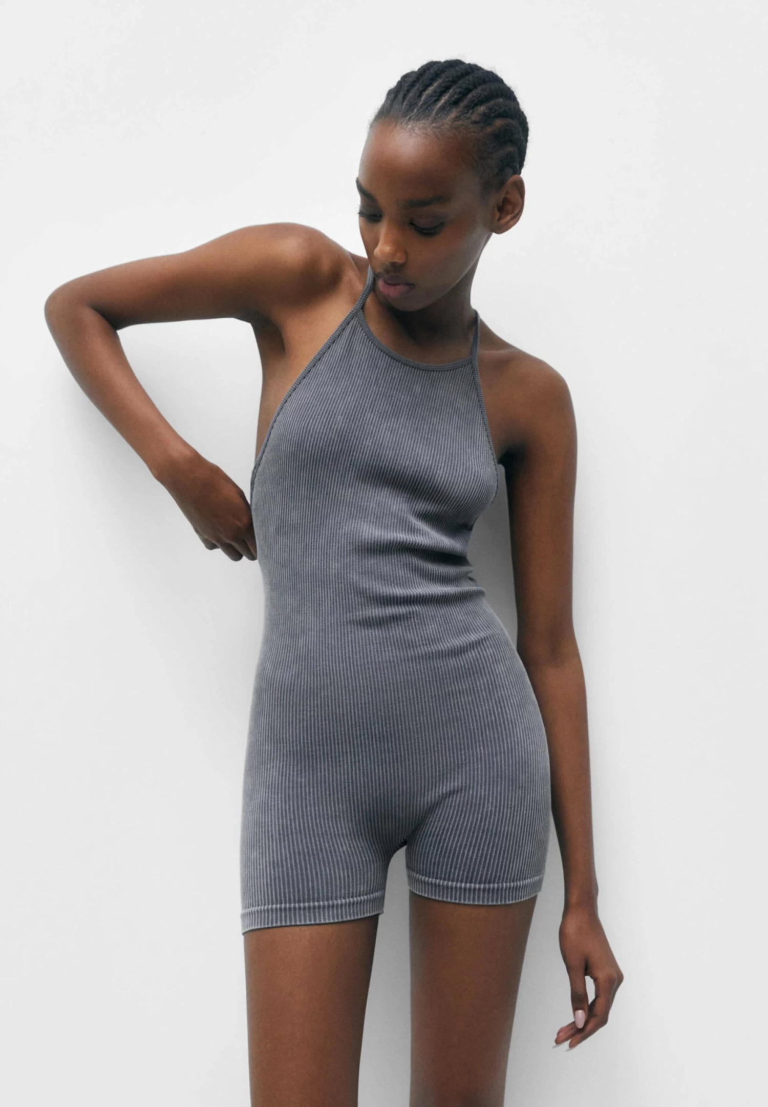 PULL & BEAR Strappy Seamless - Jumpsuit - Dark Grey 1 PULL & BEAR Strappy Seamless - Jumpsuit - Dark Grey