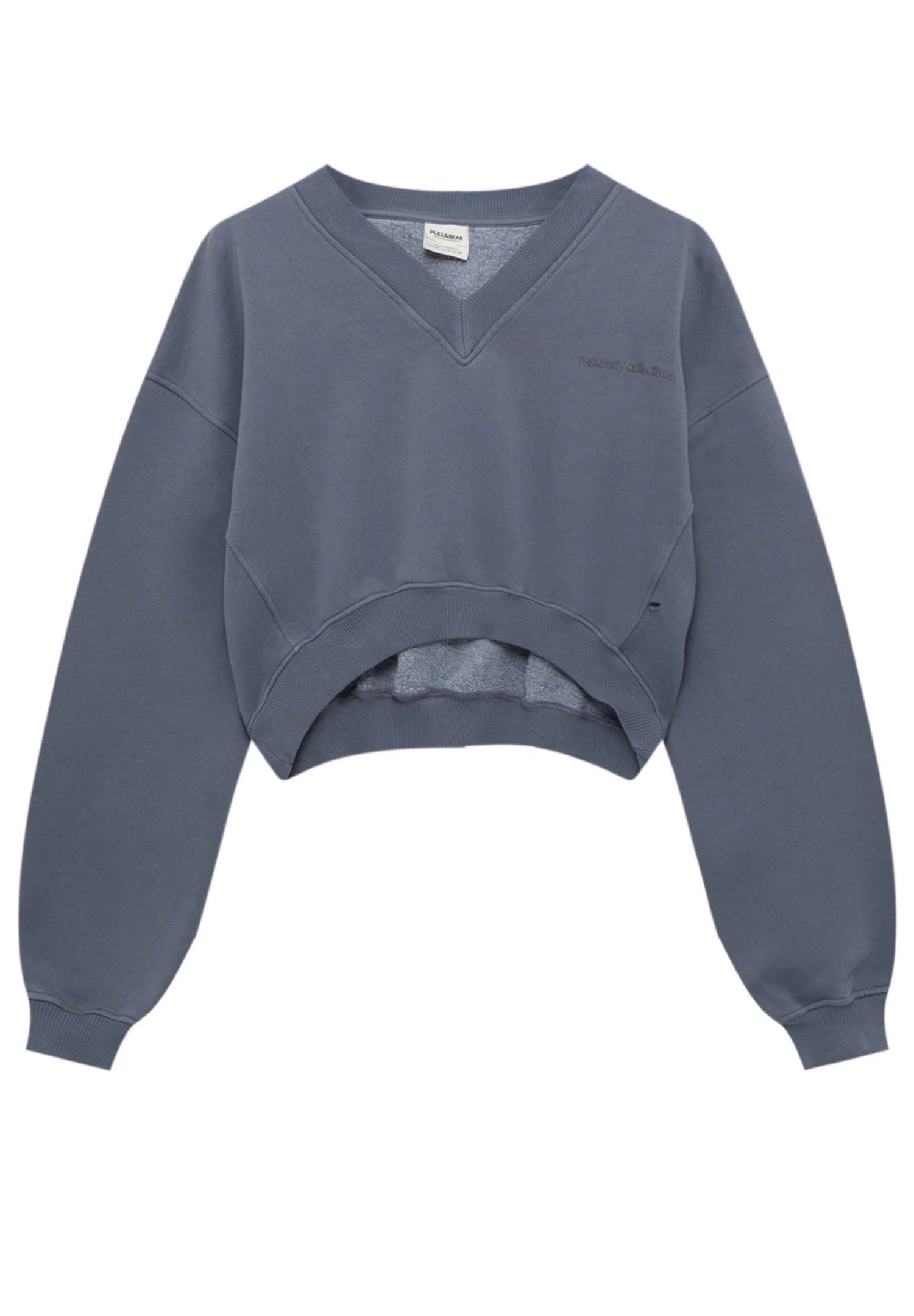 PULL & BEAR Washed Effect Cropped- Sweater - Blue Denim 6 PULL & BEAR Washed Effect Cropped- Sweater - Blue Denim - Afbeelding 6