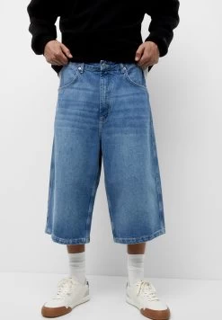 PULL & BEAR Baggy Fit Extra Wide-Leg-Bermuda - Jeansshort - Blue Denim