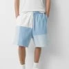 PULL & BEAR Patchwork Bermuda- Jeansshort - Blue Denim