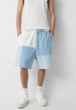 PULL & BEAR Patchwork Bermuda- Jeansshort - Blue Denim