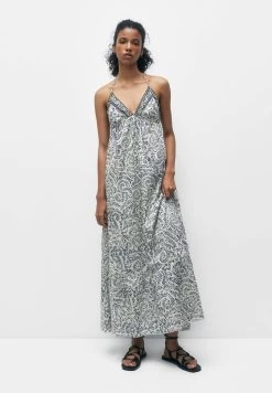 PULL & BEAR Long Printed - Maxi-Jurk - White