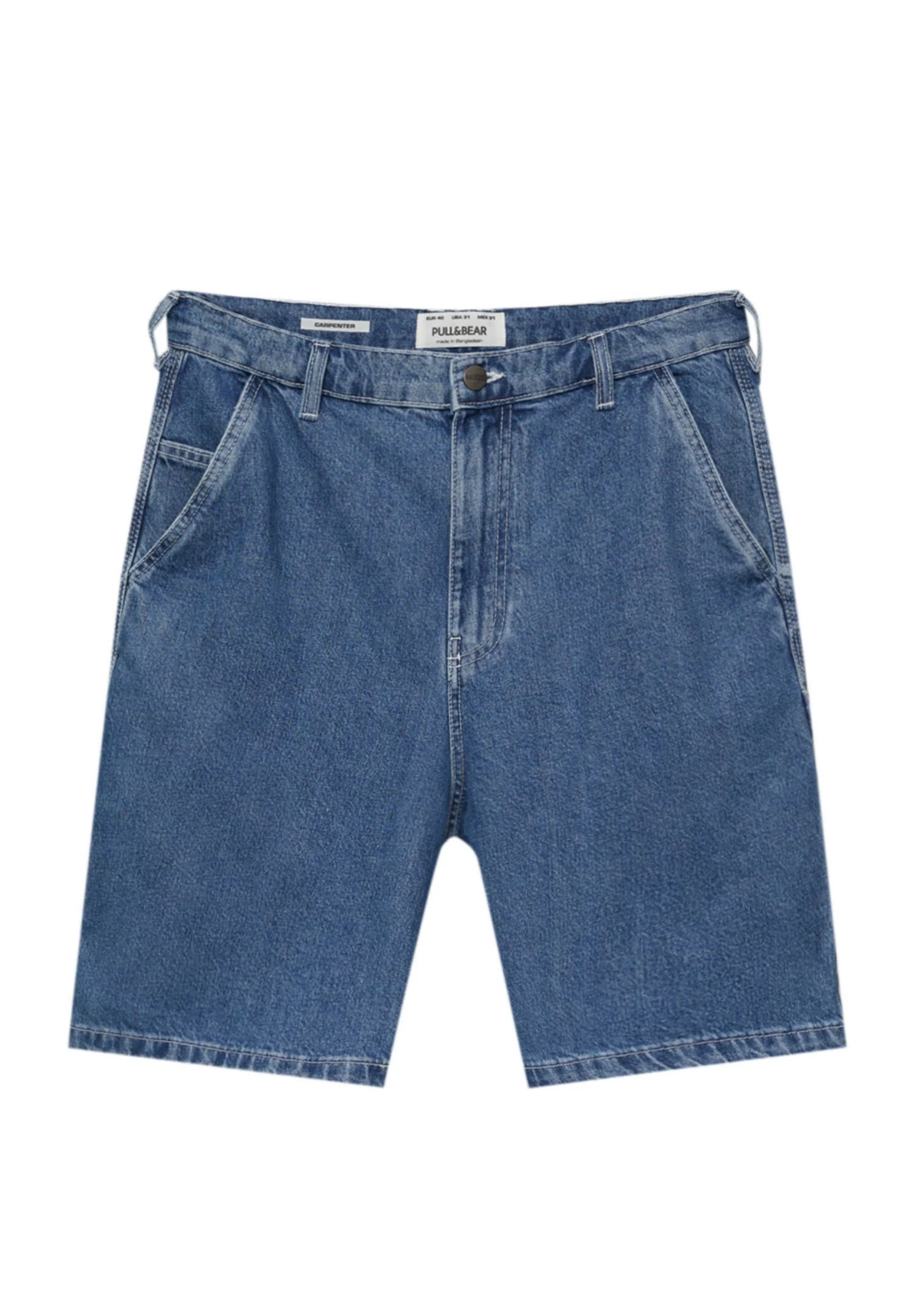 PULL & BEAR Carpenter Bermuda- Jeansshort - Blue Denim 6 PULL & BEAR Carpenter Bermuda- Jeansshort - Blue Denim - Afbeelding 6