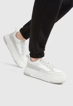 PULL & BEAR Platform - Sneakers Laag - Mottled Grey