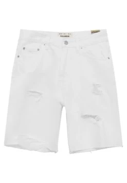 PULL & BEAR Bermuda With Ripped Legs - Jeansshort - White Denim -PULL BEAR Winkel 29f7848aa76442059d9b86ecd226ee28