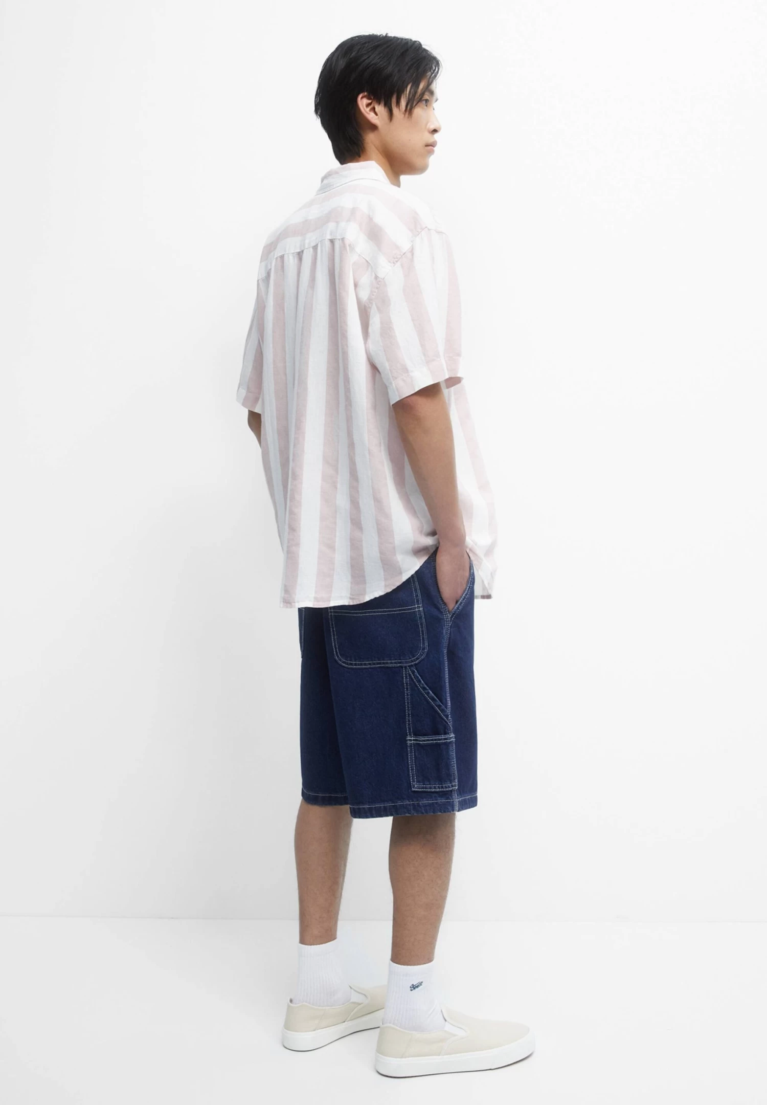 PULL & BEAR Striped Short Sleeve- Overhemd - Pink 3 PULL & BEAR Striped Short Sleeve- Overhemd - Pink - Afbeelding 3