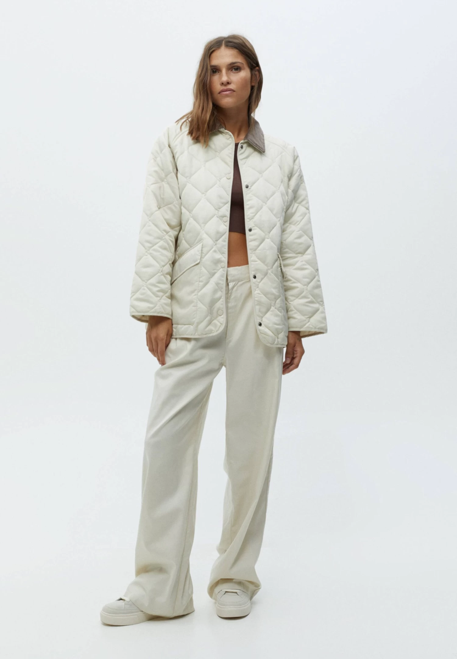 PULL & BEAR PufferWith Collar - Jas - Mottled Beige 2 PULL & BEAR PufferWith Collar - Jas - Mottled Beige - Afbeelding 2