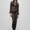 PULL & BEAR Long Sheer - Gebreide Jurk - Mottled Black