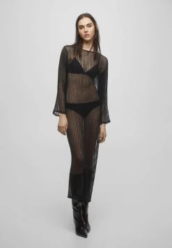 PULL & BEAR Long Sheer - Gebreide Jurk - Mottled Black