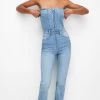 PULL & BEAR Corset - Jumpsuit - Blue Denim