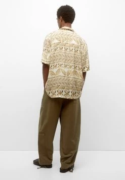 PULL & BEAR Print Short Sleeve - Overhemd - Ochre -PULL BEAR Winkel 2ff89d3e6d544013a25958b00638cf54