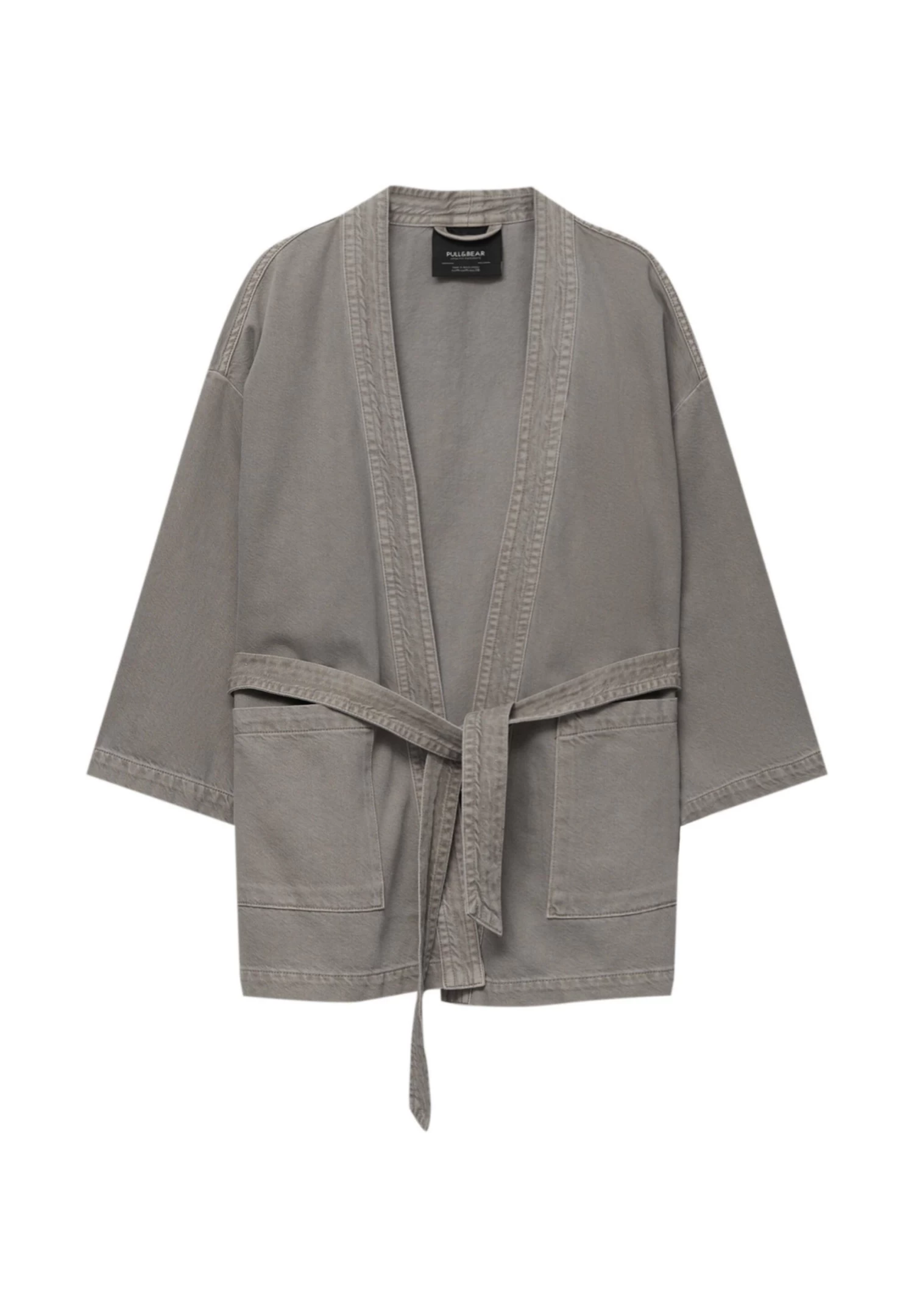 PULL & BEAR Kimono With Pockets - Lichte Jas - Stone 5 PULL & BEAR Kimono With Pockets - Lichte Jas - Stone - Afbeelding 5