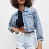 PULL & BEAR Ripped - Jeansshort - Stone Blue Denim