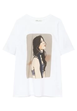 PULL & BEAR Short Sleeve With Graphic - T-Shirt Print - White -PULL BEAR Winkel 30d43aa48c444345aa75bbf502df7690
