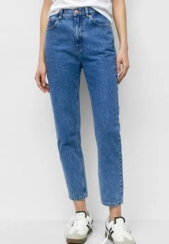 PULL & BEAR Mom - Jeans Tapered Fit - Mottled Dark Blue