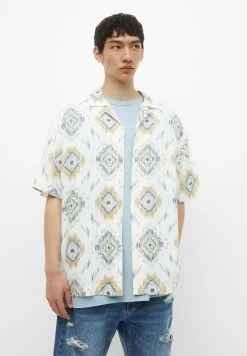 PULL & BEAR Print Short Sleeve - Overhemd - White
