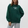 PULL & BEAR Embroidered Varsity - Sweater - Dark Green