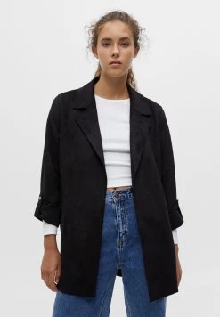 PULL & BEAR Jacket - Mantel - Black