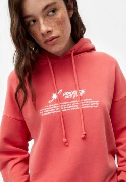 PULL & BEAR One Goal Slogan - Hoodie - Coral -PULL BEAR Winkel 37b33c6a7a504f8481c4c5cc473e91a9