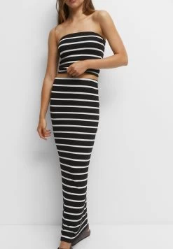 PULL & BEAR Long Striped - Maxirok - Black -PULL BEAR Winkel 37e3a627b9044815bd6a10611cc63ca7