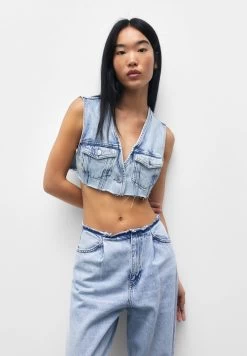 PULL & BEAR Crop- Bodywarmer - Blue Denim
