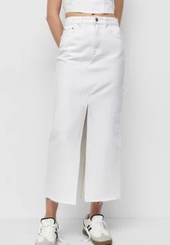 PULL & BEAR Long Denim Skirt - Kokerrok - White