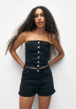 PULL & BEAR High-Waist Mom - Jeansshort - Black