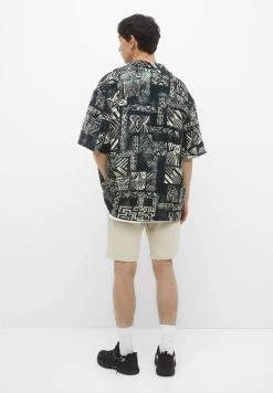PULL & BEAR Short Sleeve Printed - Overhemd - Black -PULL BEAR Winkel 3a550b9893524c44ac2fdbae2c9ba326