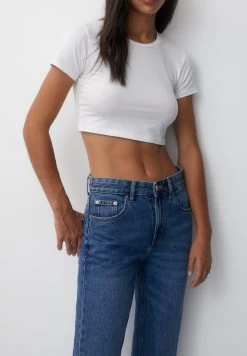 PULL & BEAR Mid Waist- Straight Leg Jeans - Dark Blue Denim -PULL BEAR Winkel 3a62a530e76347449074fc3785ca8109