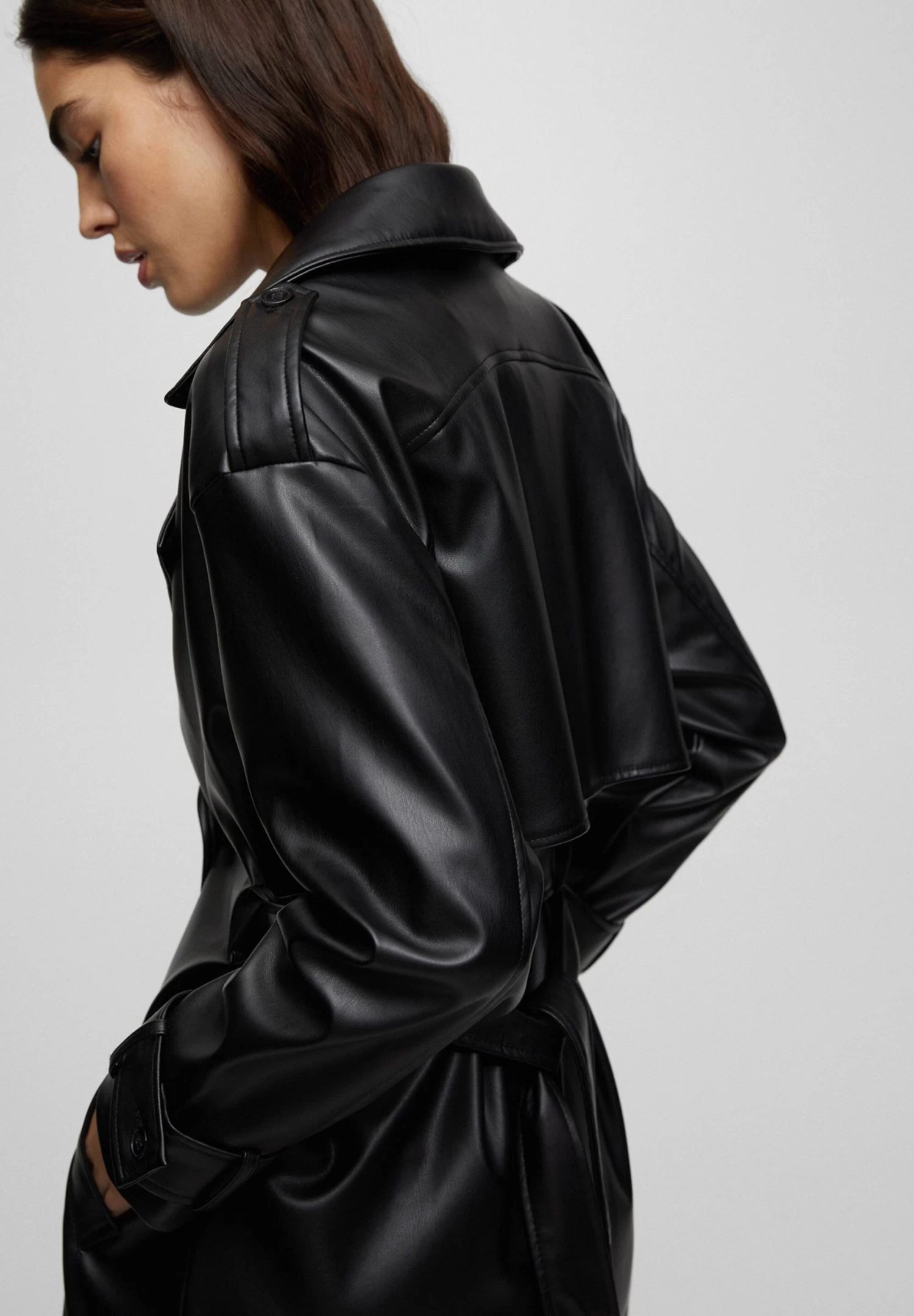 PULL & BEAR Trenchcoat - Mottled Black 4 PULL & BEAR Trenchcoat - Mottled Black - Afbeelding 4