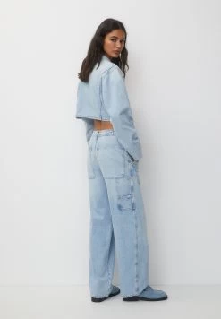 PULL & BEAR Low-Rise Carpenter - Straight Leg Jeans - Light Blue Denim -PULL BEAR Winkel 3f10b83543f44da9b09f69d025d0cf3a