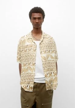 PULL & BEAR Print Short Sleeve - Overhemd - Ochre