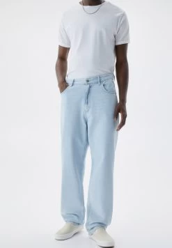 PULL & BEAR Baggy - Straight Leg Jeans - Light Blue Denim