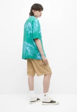 PULL & BEAR Short Sleeve Stwd Palm Tree - Overhemd - Turquoise -PULL BEAR Winkel 402688abb7fd4eeba628b8cdb4149d75